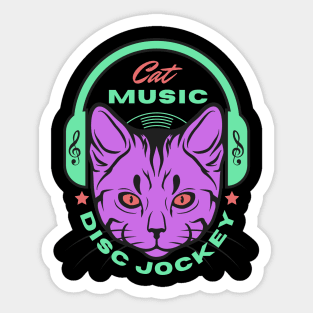 Cat Music Disc Jockey Sticker